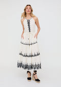 Mia Halter Neck Embroidered Maxi Dress In White - 12