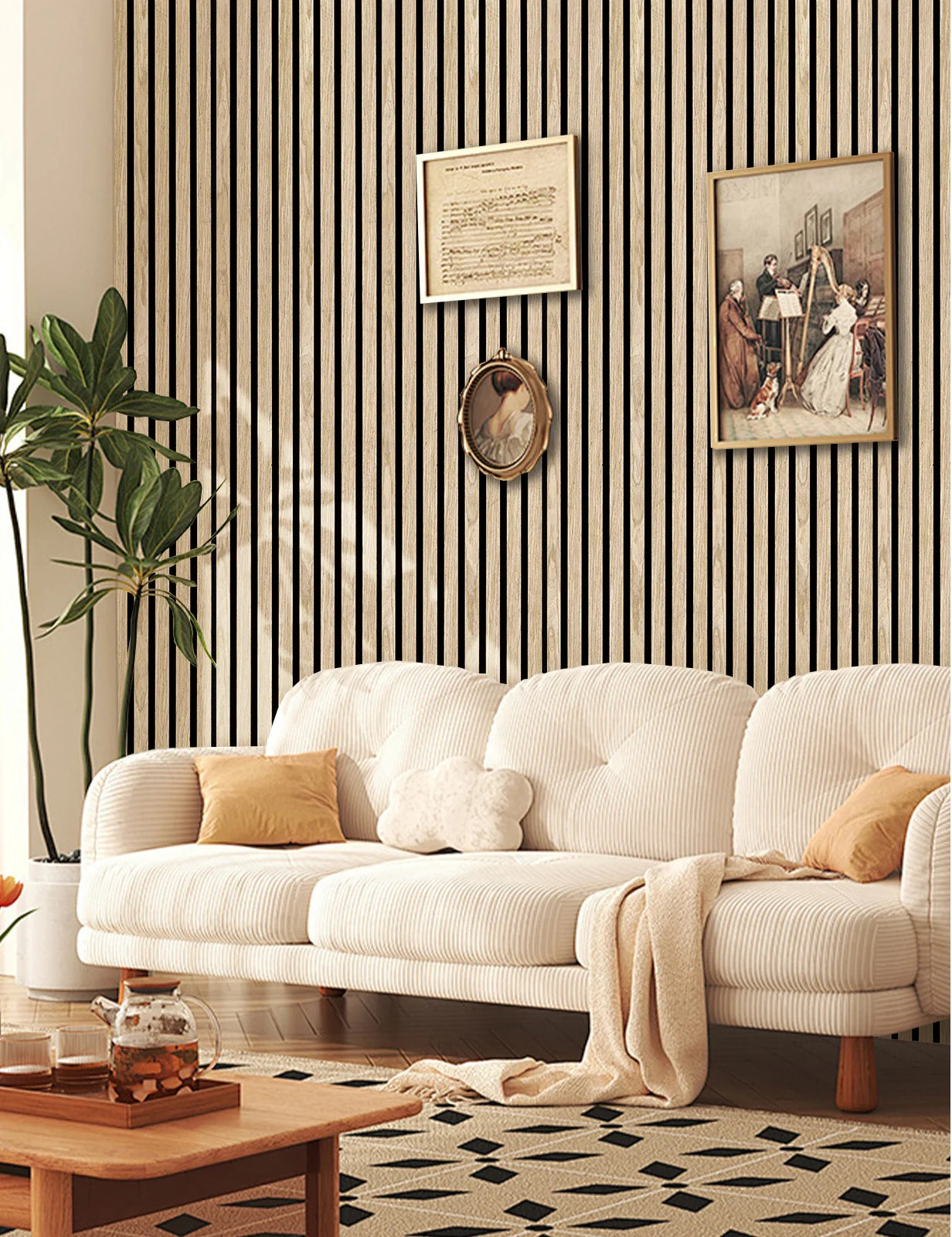 Lightweight Flexible Oak Veneer Acoustic Slat Wall Panels Unisoar - 94.5" x 23.6" – 2-Panel Set (94.5" x 11.8" each)