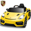iYofe 12V Licensed Porsche Powered Ride On Car w/ Remote & Music, Ages 3+ - Yellow