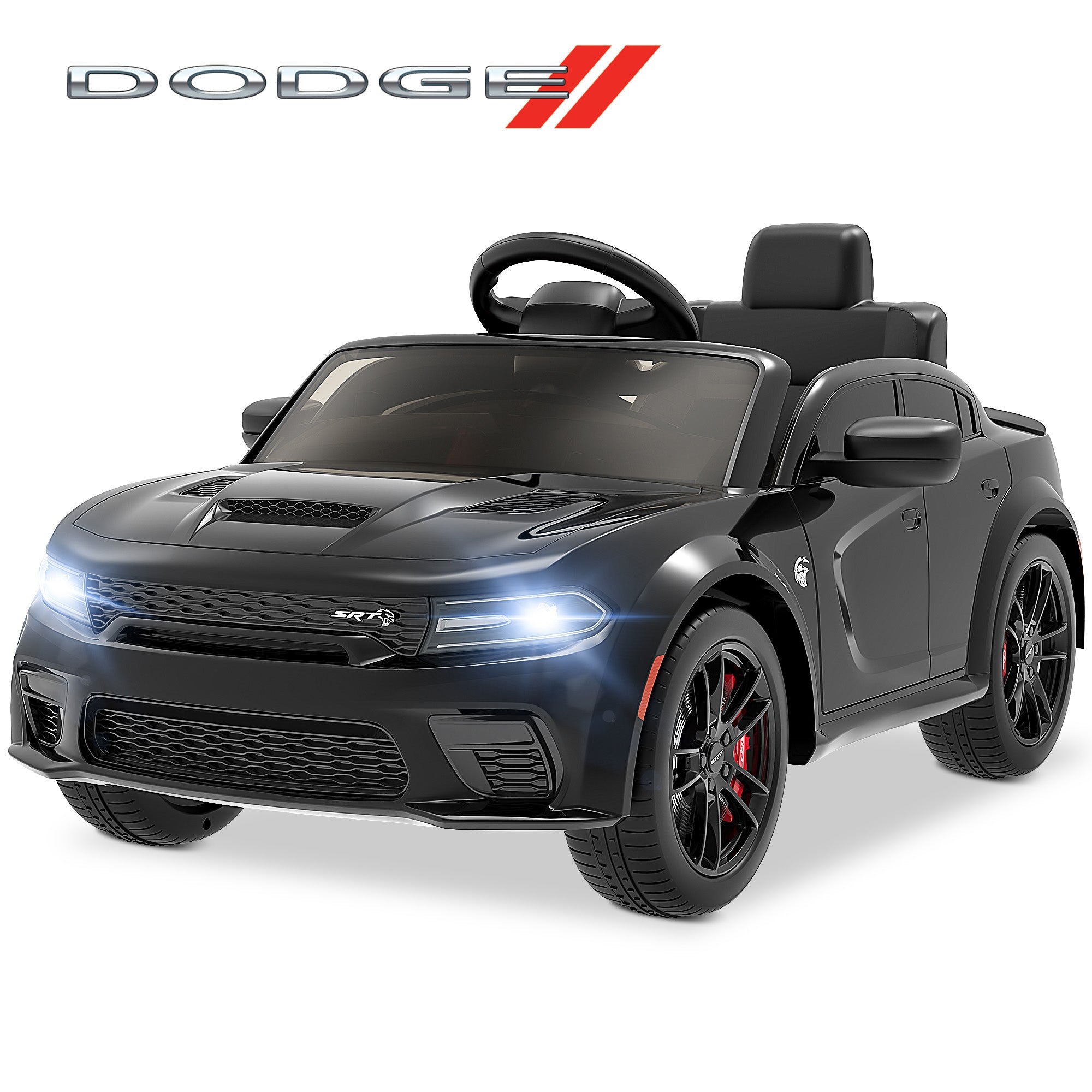 iYofe 12V Dodge Charger Storm SRT Electric Ride-On Car - Black
