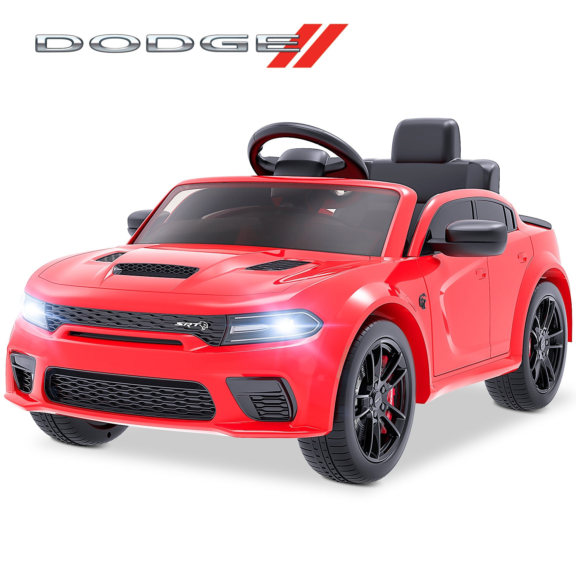 iYofe 12V Dodge Charger Storm SRT Electric Ride-On Car - Red
