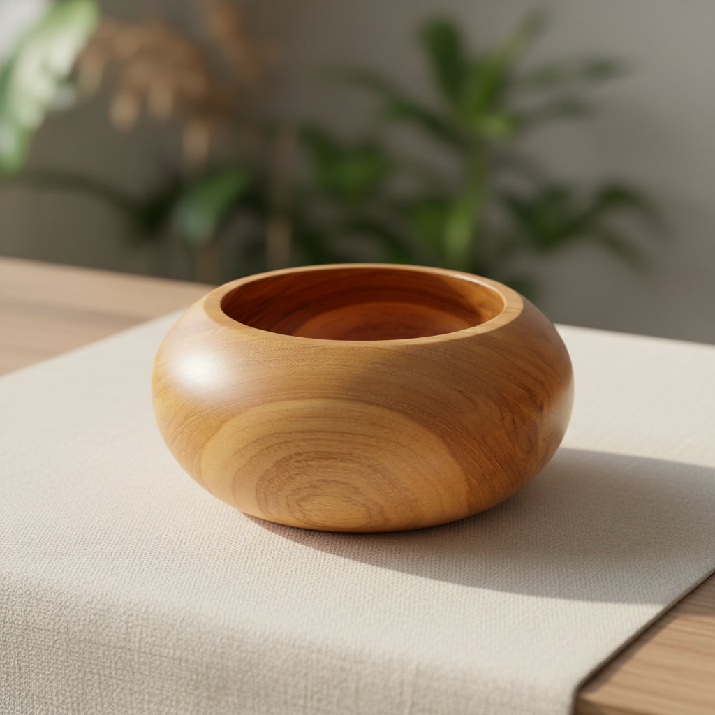 Rounded Teak Trinket Bowl