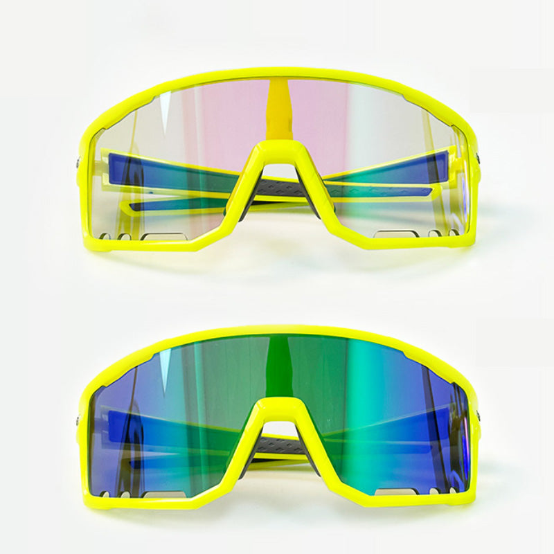 Cycling Glasses Vibel, Color Changing, Bonus Polarizer - Fluorescence yellow frame green lenses