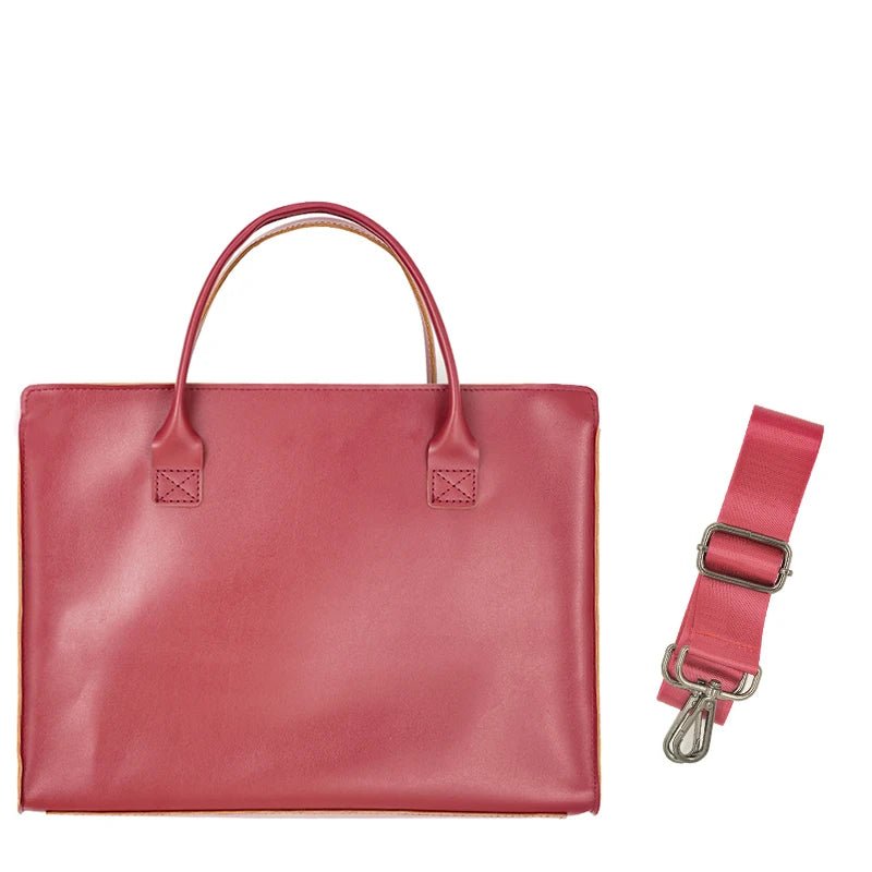 15.6 Inch PU Leather Laptop Bag for Women - Red