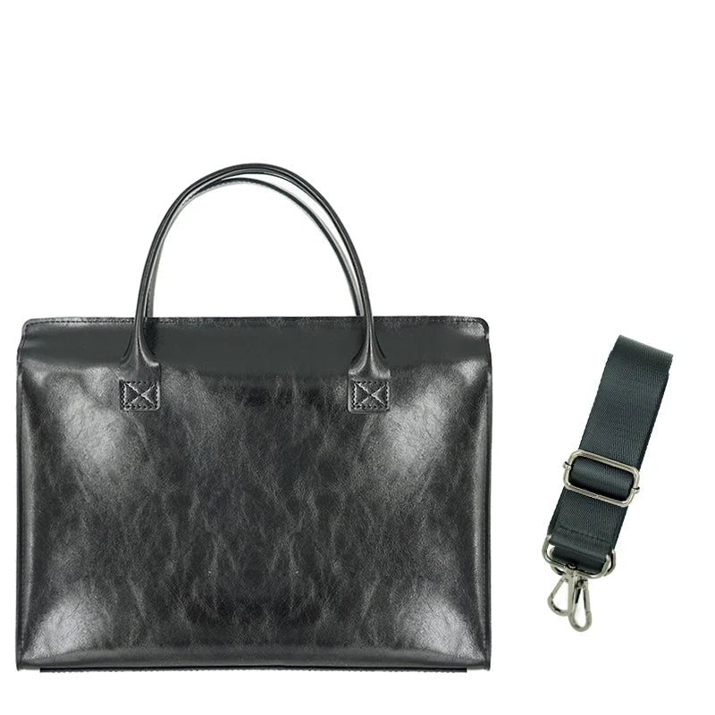 15.6 Inch PU Leather Laptop Bag for Women - Black