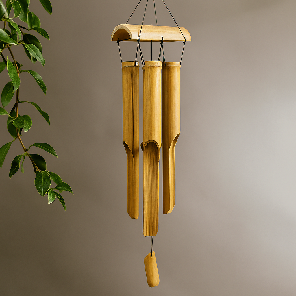 Bamboo Wind Chime Natural Finish 4 Large Tubes