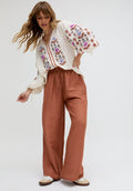 Paulina Wide Leg Trouser In Brown - 16