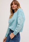 Mika Long Sleeves Embroidered Sweatshirt In Blue - S