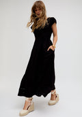 Jacinta Open Back Embroidered Maxi Dress In Black - 10