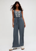 Ana Sleeveless Embroidered Jumpsuit In Grey - 14