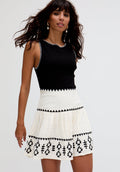 Biba Blanket Stitch Sleeveless Top In Black - L