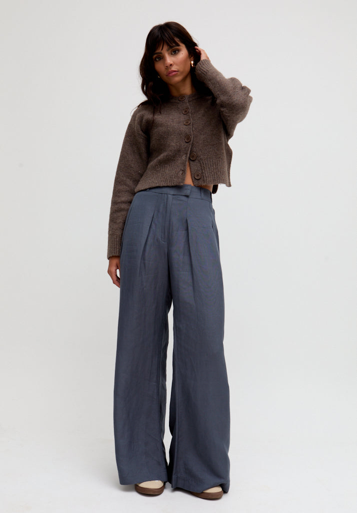 Helena Wide Leg Trouser In Grey - 14