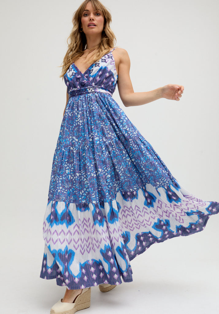 Mia Wrap Floral Printed Maxi Dress In Multi - 16