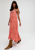 Isla Tiered Embroidered Maxi Dress In Orange - 16