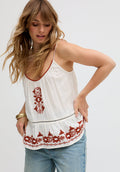 Lilly Spaghetti Strap Embroidered Cami In White - 14