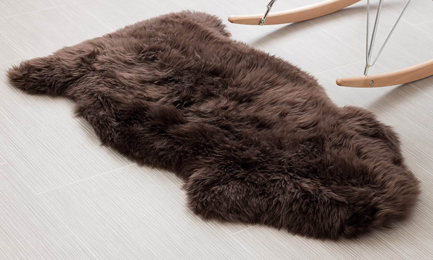 Soft Faux Fur Rug,Sheepskin Chair Cover Seat Pad Shaggy,Area Rugs - Brown / 3x5 ft(90x150cm)