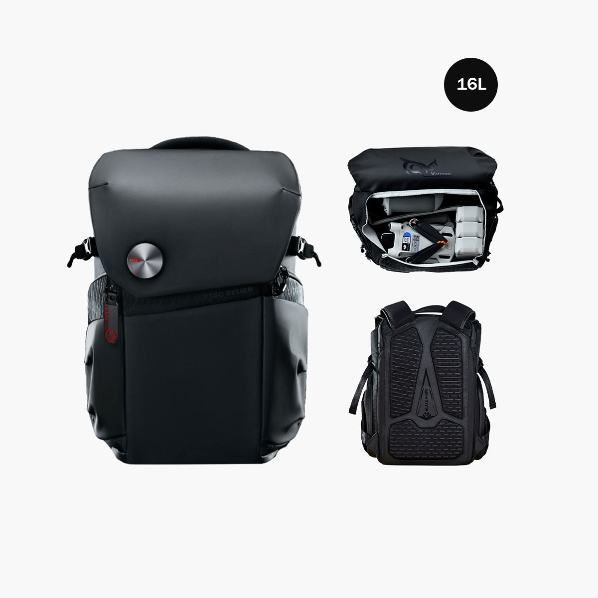 Black Snipe Pro Camera Backpack 25L - 16L(No back access)