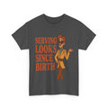 Serving Looks Since Birth – Retro Cartoon Sass Tee - Dark Heather / M