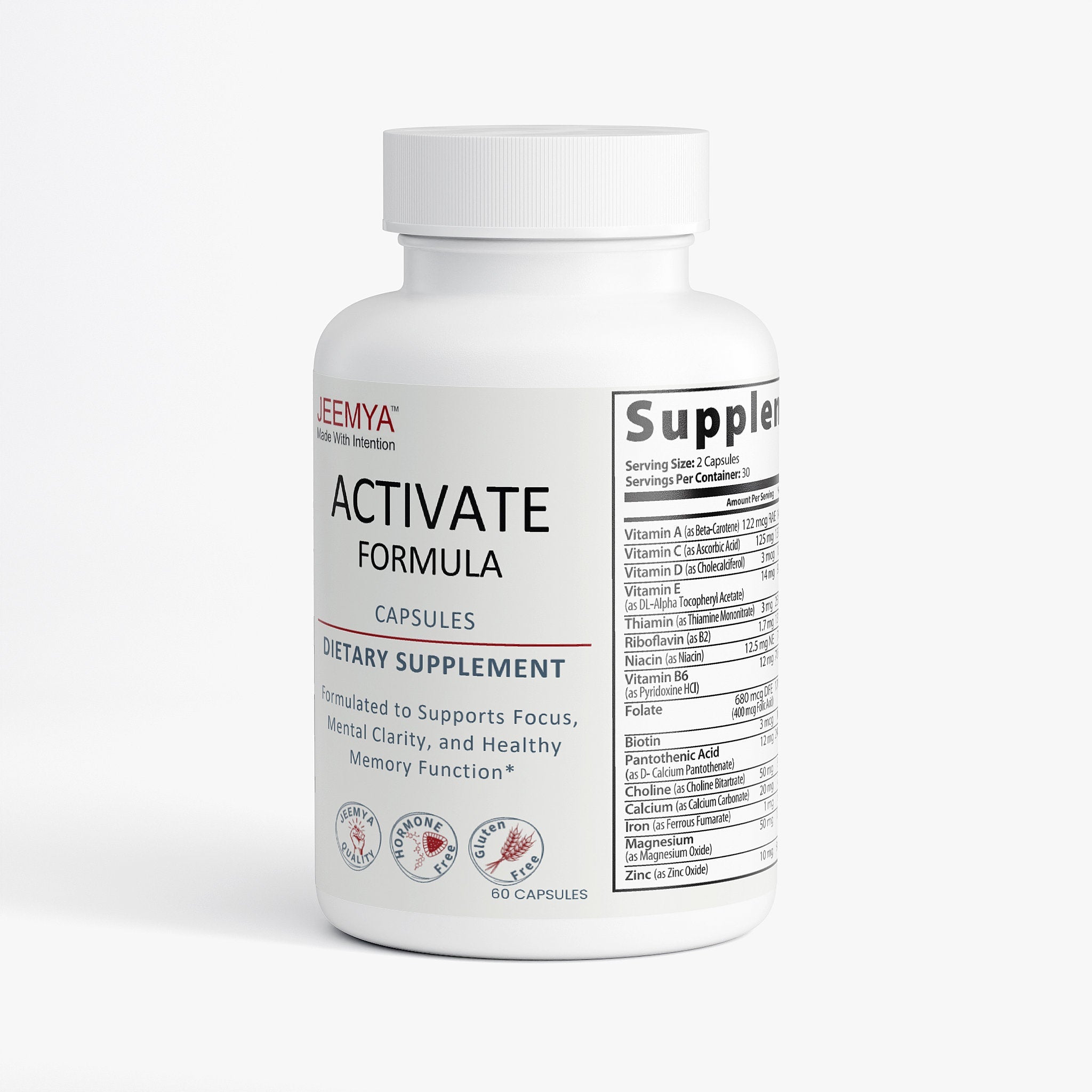 ACTIVATE FORMULA Capsules - Focus Supplement for Brain Function, Memory & Concentration| 30 Servings