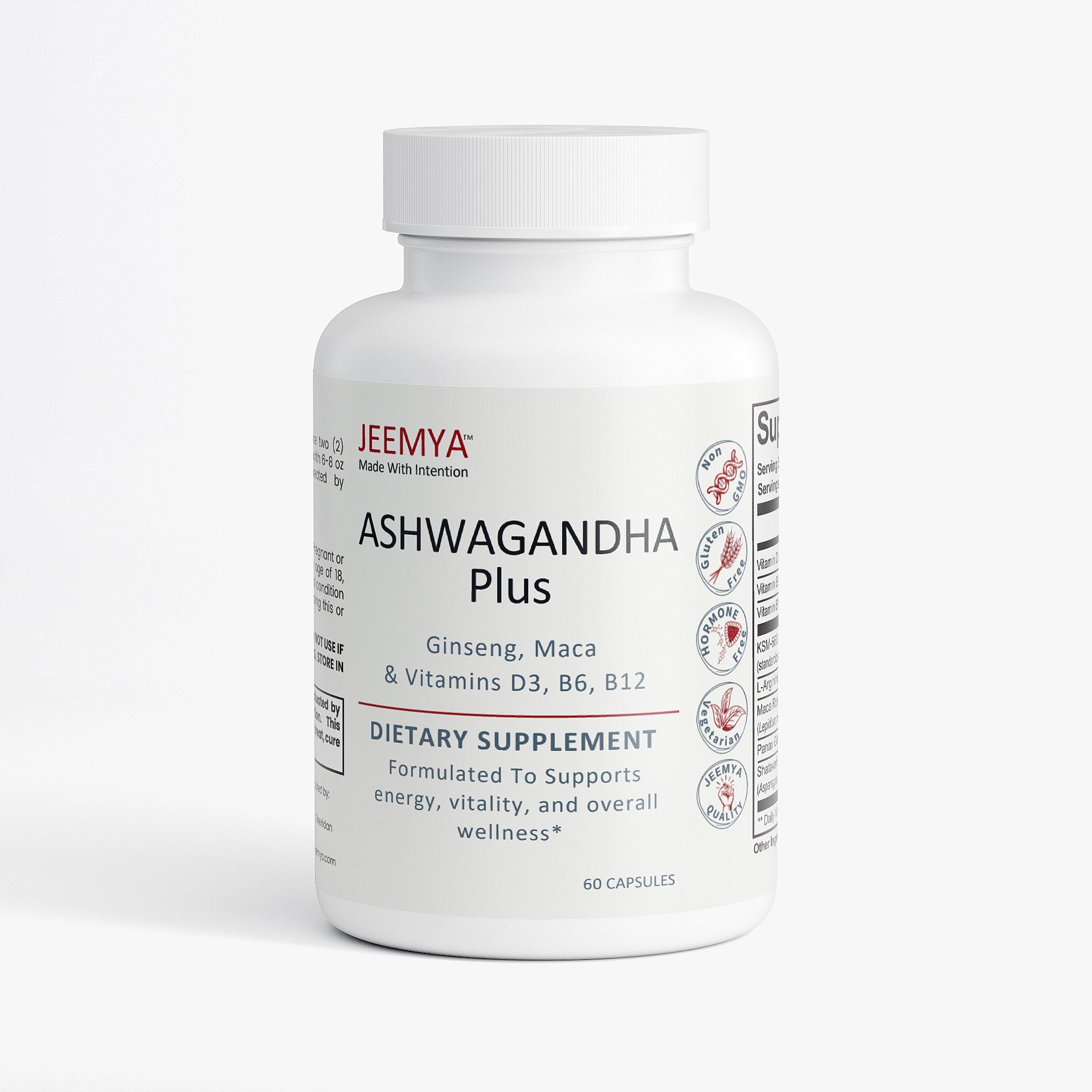 Ashwagandha Plus - Cortisol Supplement for Stress & Adrenal Support 600 mg | 30 Servings