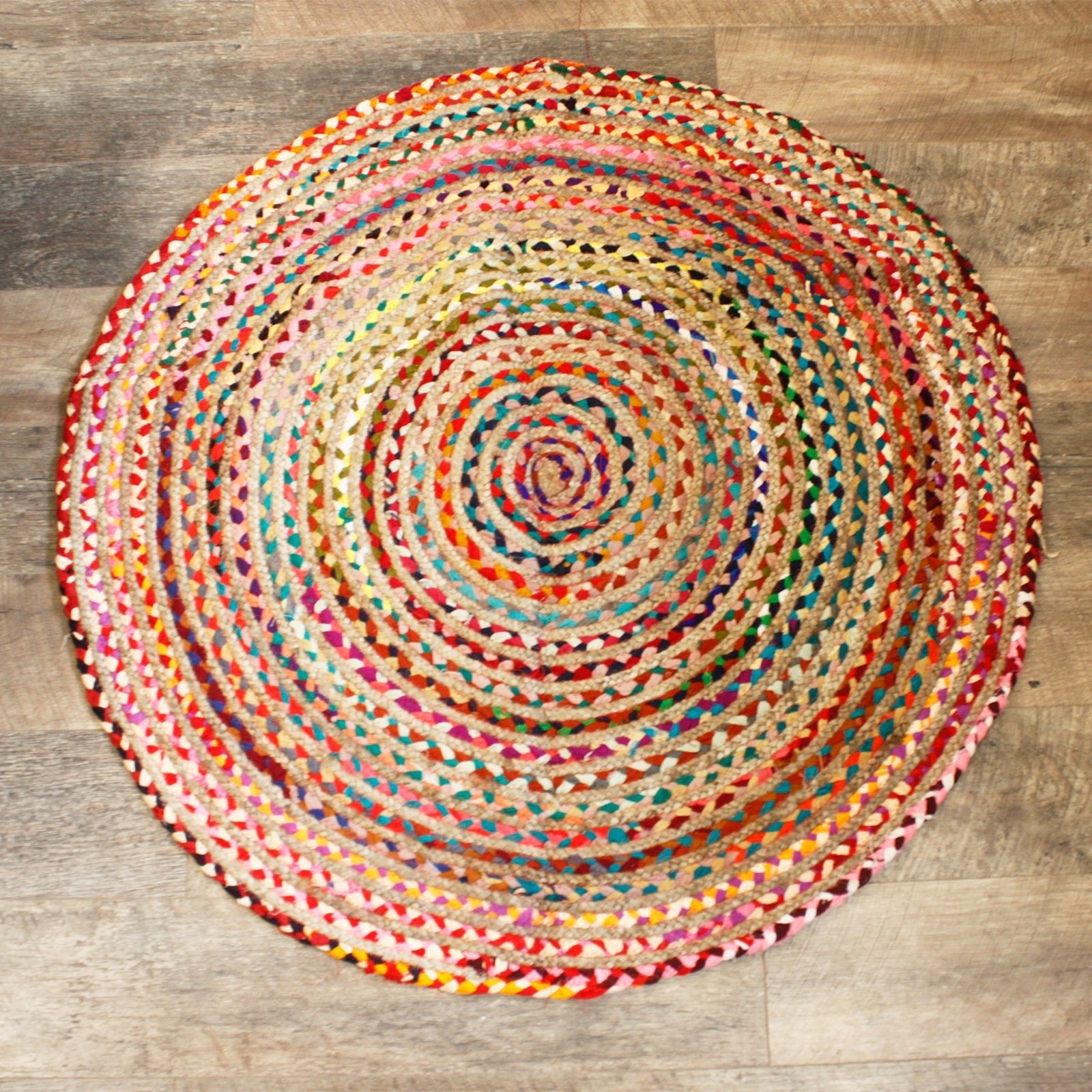 Jute Recycled Cotton Round Rug 120cm