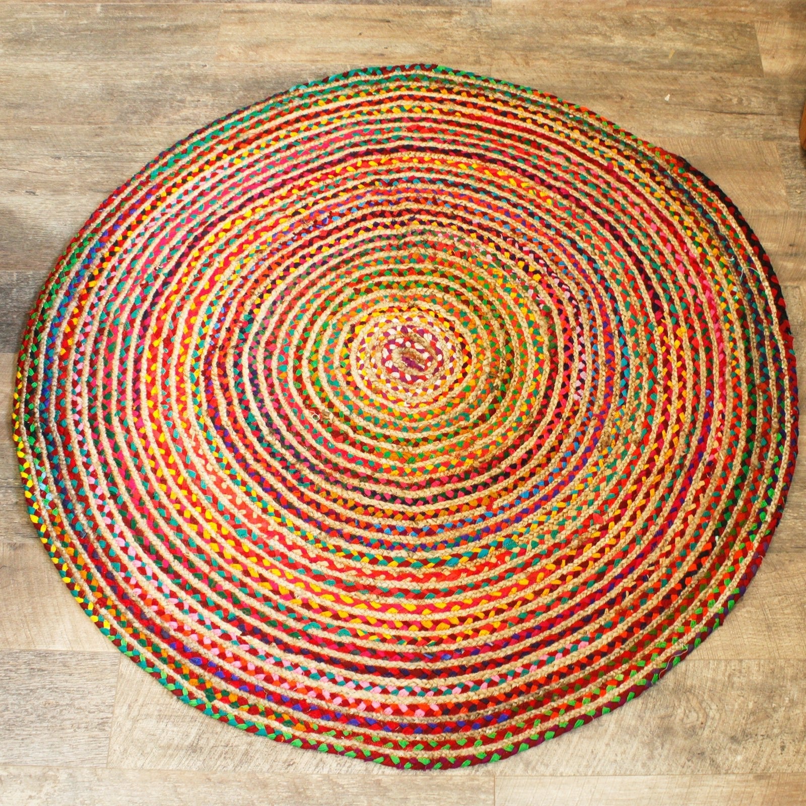 Round Jute And Recycled Cotton Rug 150 cm