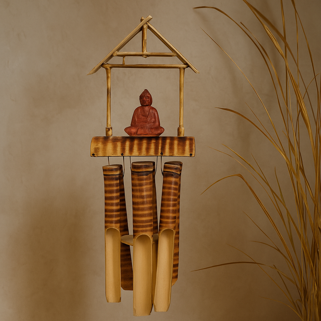 Bamboo Wind Chime 6-Tube Buddha Medium