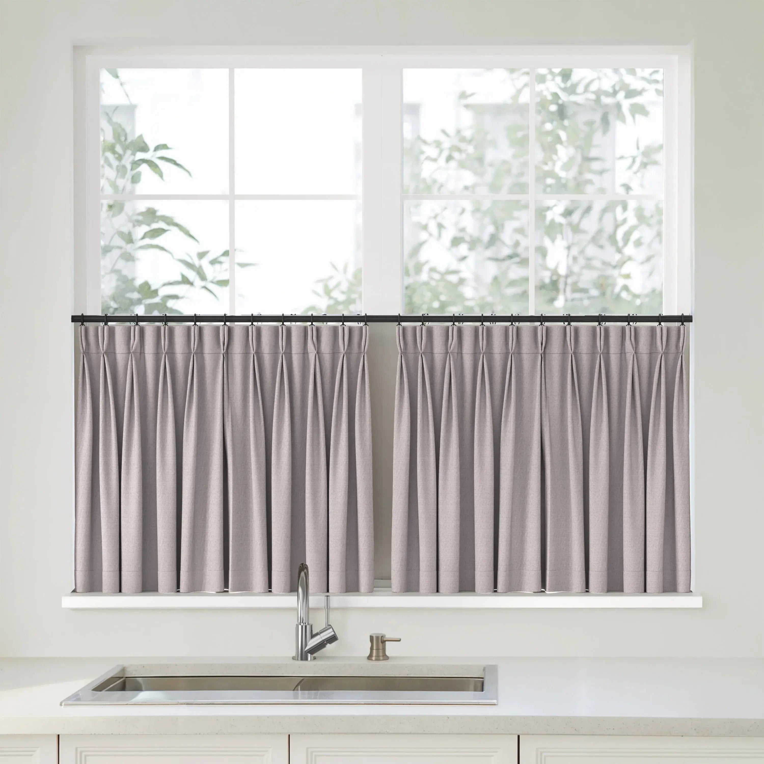 Florence Linen Pleated Cafe Curtains - Violet-898-20