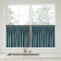 Florence Linen Pleated Cafe Curtains - Indigo Blue-898-34