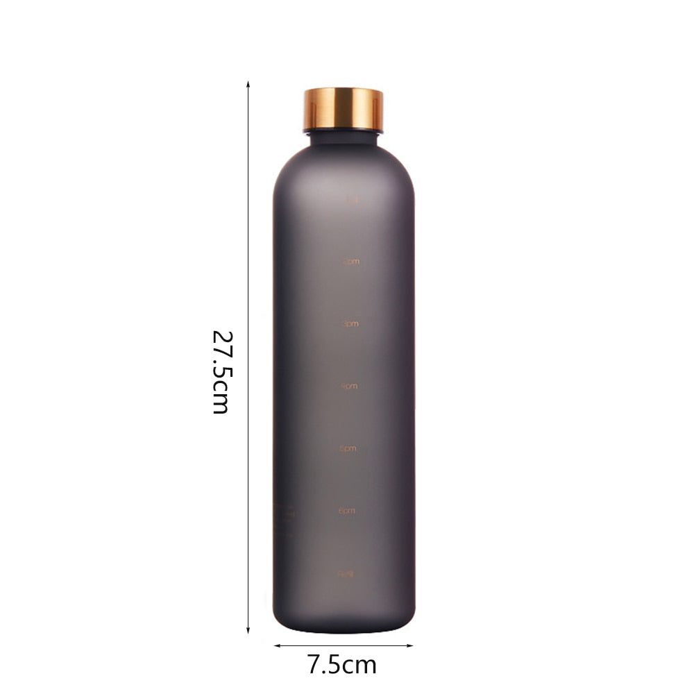 Water Bottle | 1L | Time Marker Feature - Black