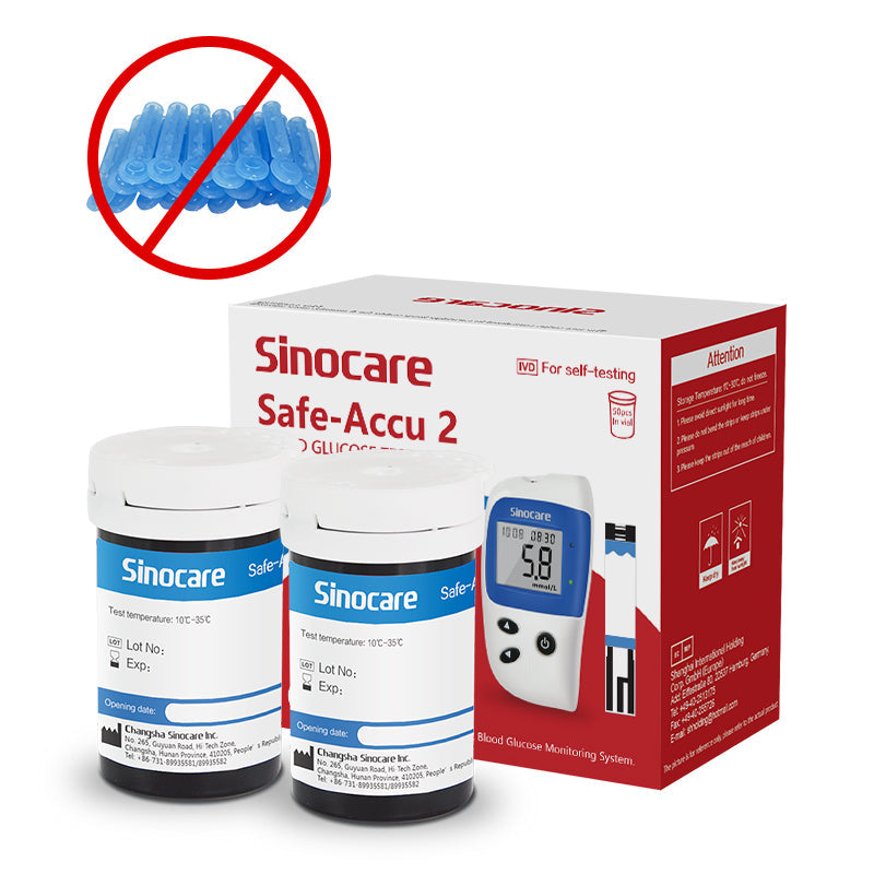 [50pcs] Sinocare Glucometer Glucose Test Strips without Lancets - Safe Accu 2
