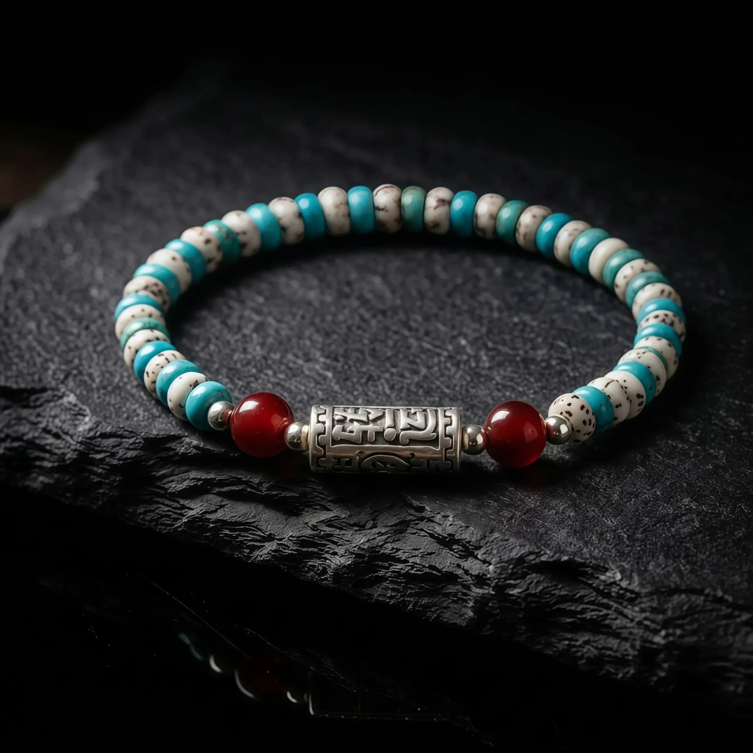 Protection & Fortune – Turquoise & Star Moon Bodhi Seed Bracelet