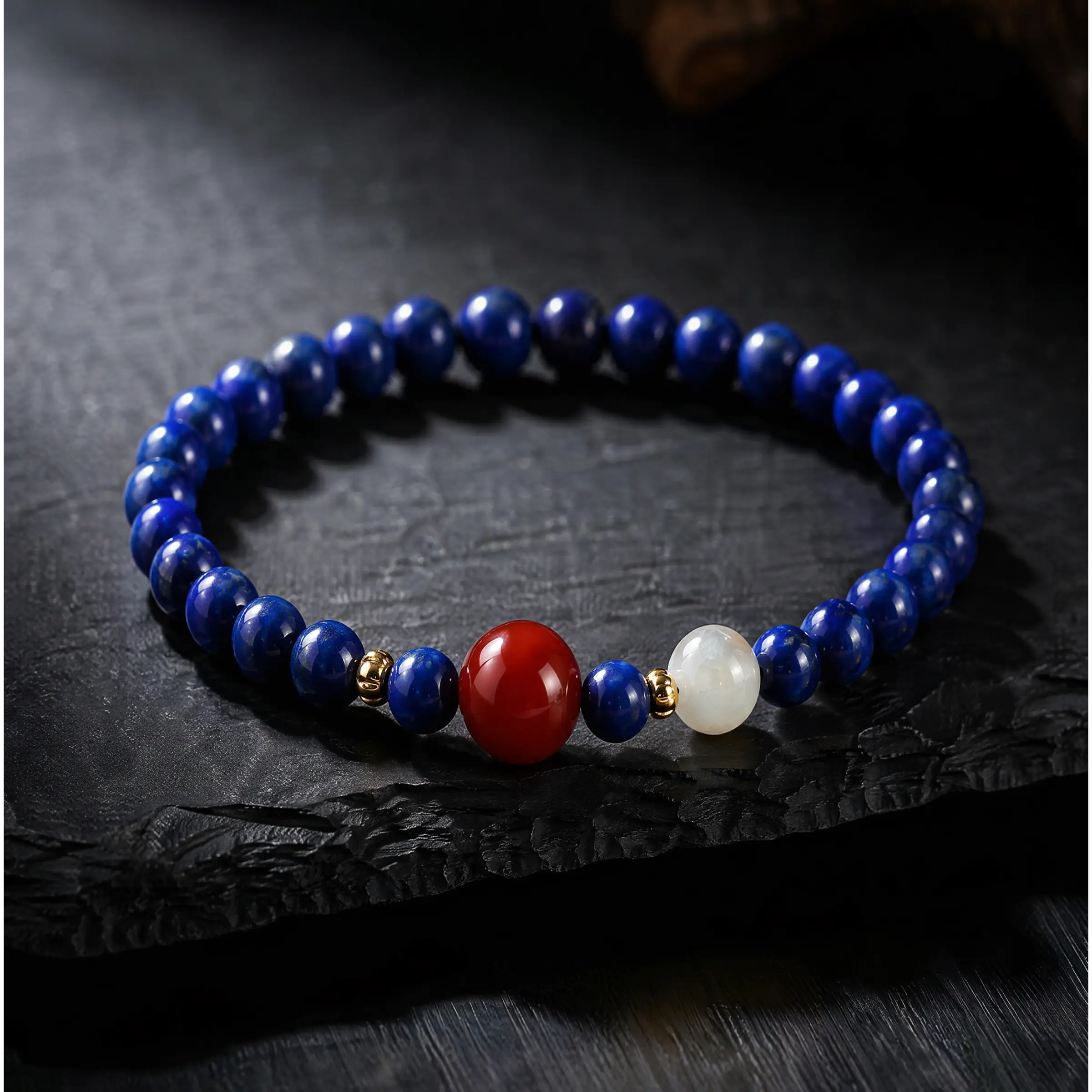 Wisdom & Action – Lapis Lazuli & Red Agate Intentional Bracelet