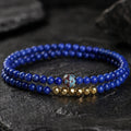 Wisdom & Expression – Lapis Lazuli Silver Blue Lotus Dual-Wrap Bracelet