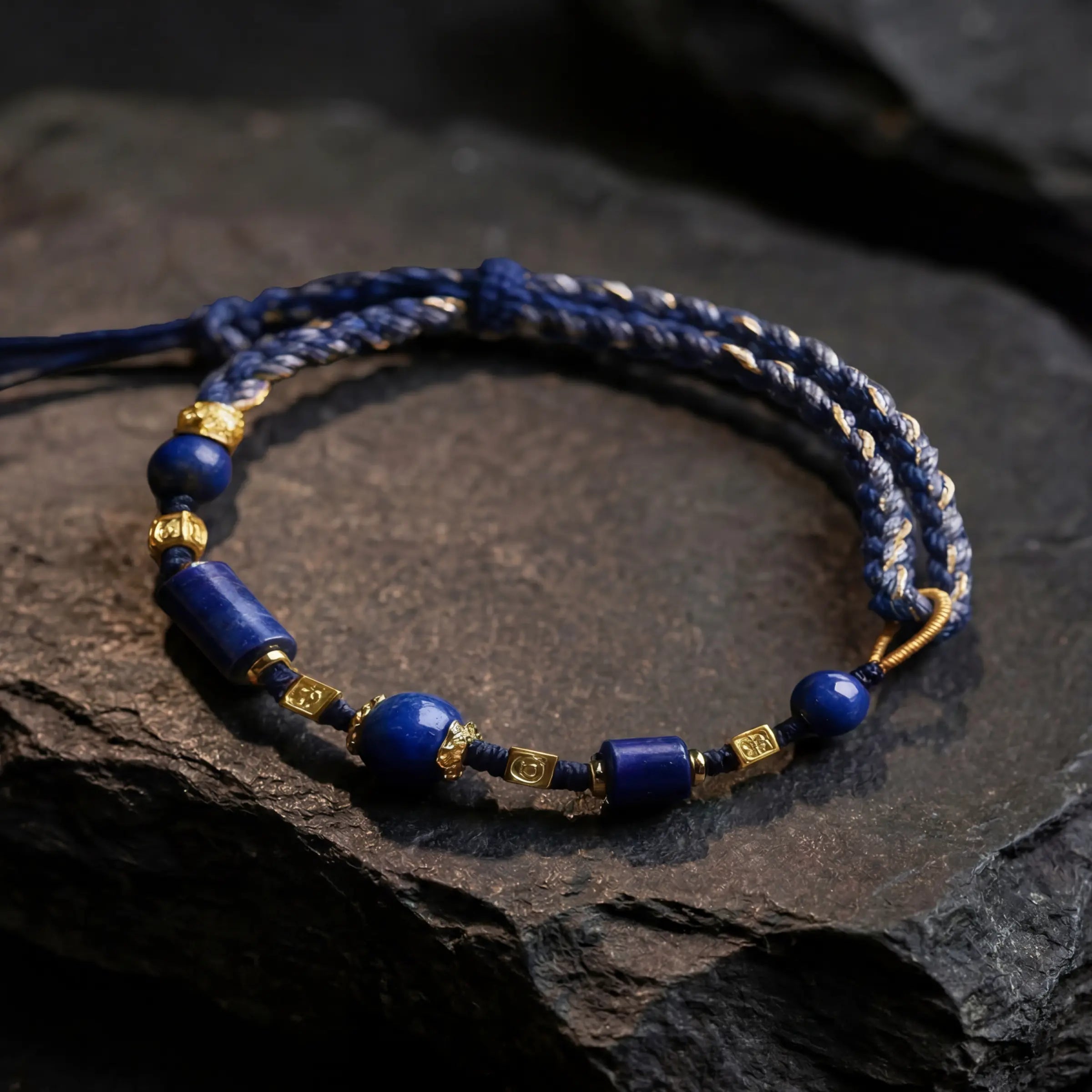 Wisdom & Protection – Lapis Lazuli Woven Bracelet