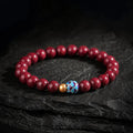 Shield & Stillness – Cinnabar & Silver Blue Lotus Intention Bracelet
