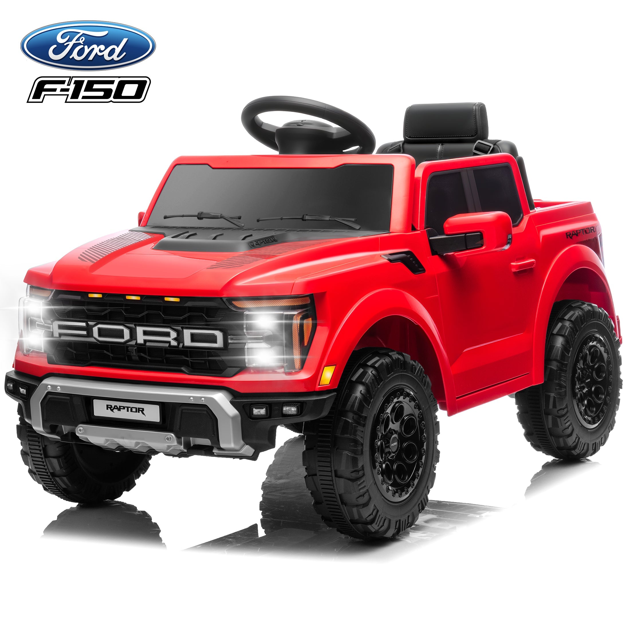 iYofe 12 Volt Ford F150 Raptor Powered Ride on Car Toy with Remote Control&Bluetooth - Red