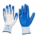 Nitrile Dipped Knit Gloves, 13ga, XL/10, White/Blue, 12 pairs