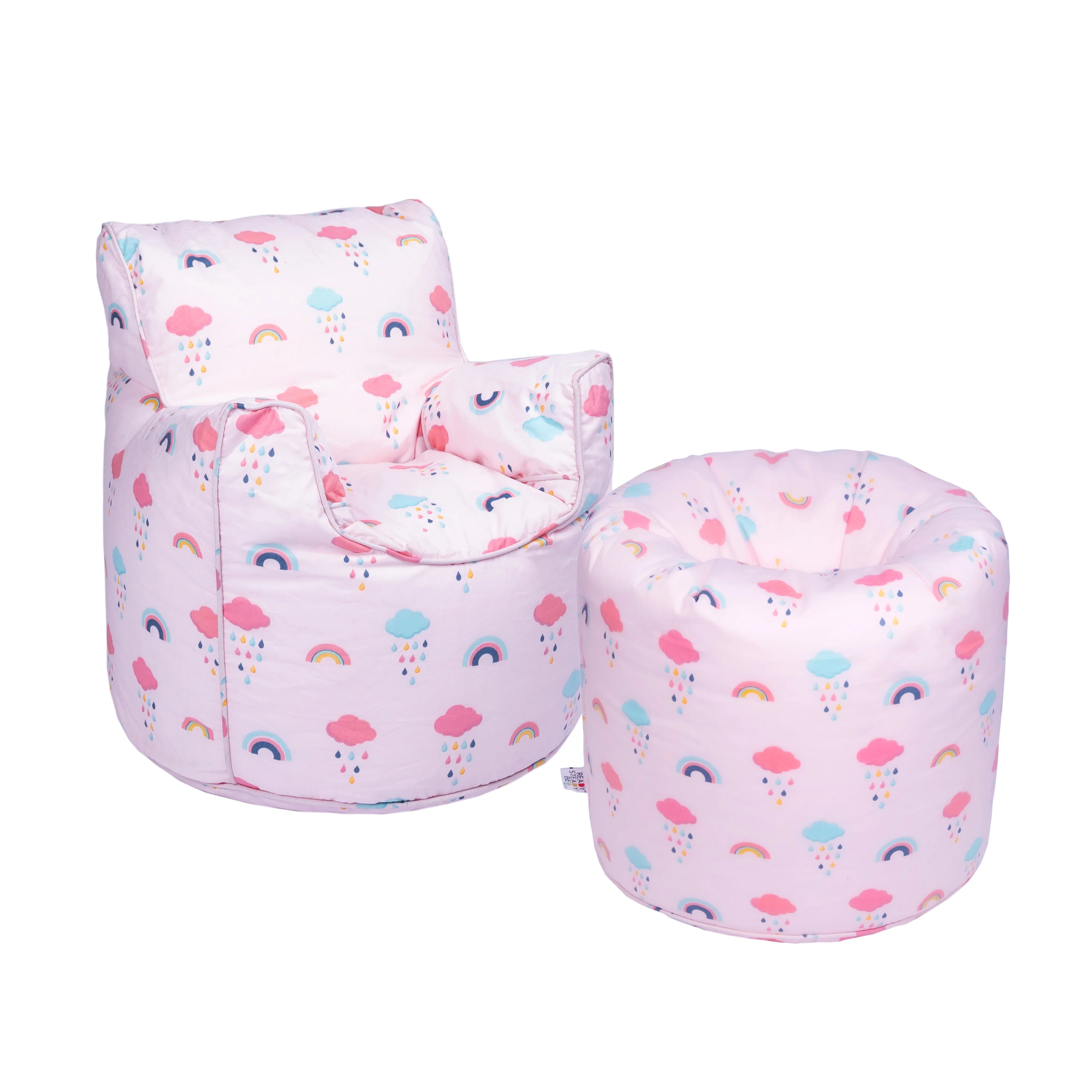 Kids Bean Bag Chair & Round Beanbag with Carry Handle - Rainbow