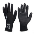 Polyurethane Dipped Knit Gloves, 13ga, XL/10, Black, 12 pairs