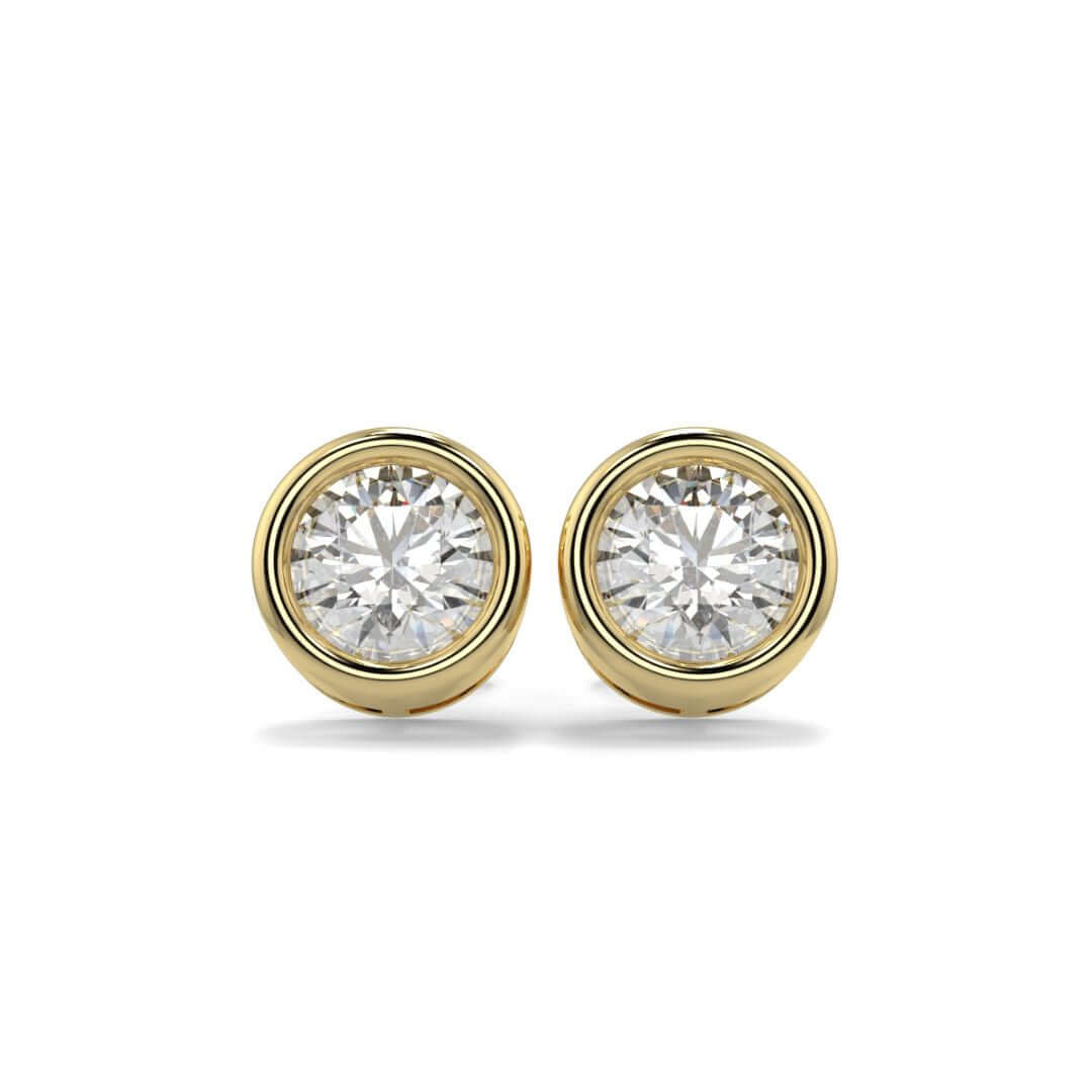 Stud Earrings with Lab Grown Diamond Bezel Set Solitaire - 0.30ct - 0.3