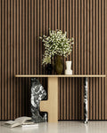 Luxury Walnut Acoustic Slat Wood Wall Panels | 3-Side Veneer – Unisoar - 94.5" x 25.2" – 2-Panel Set (94.5" x 12.6" each) / Natural real wood