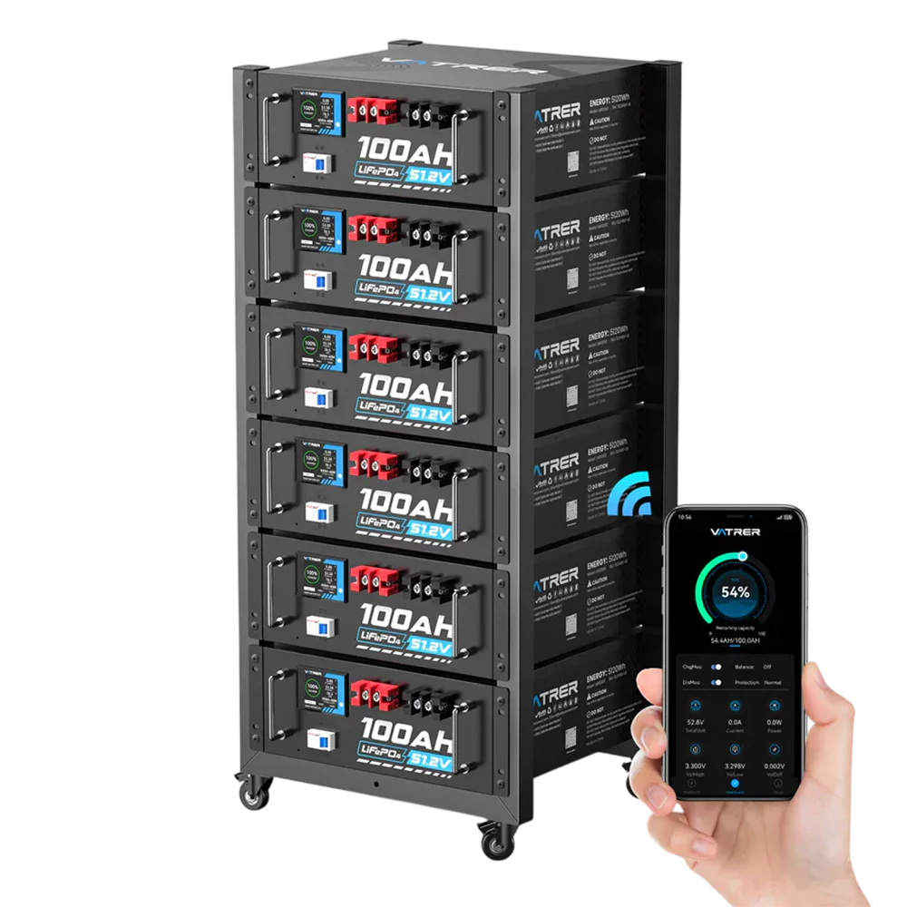 【UL】Vatrer 48V (51.2V) 100Ah Server Rack Lithium Battery - 6 PACK(Free Server Rack Included)