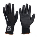 Polyurethane Dipped Knit Gloves, 13ga, M/8, Black, 12 pairs