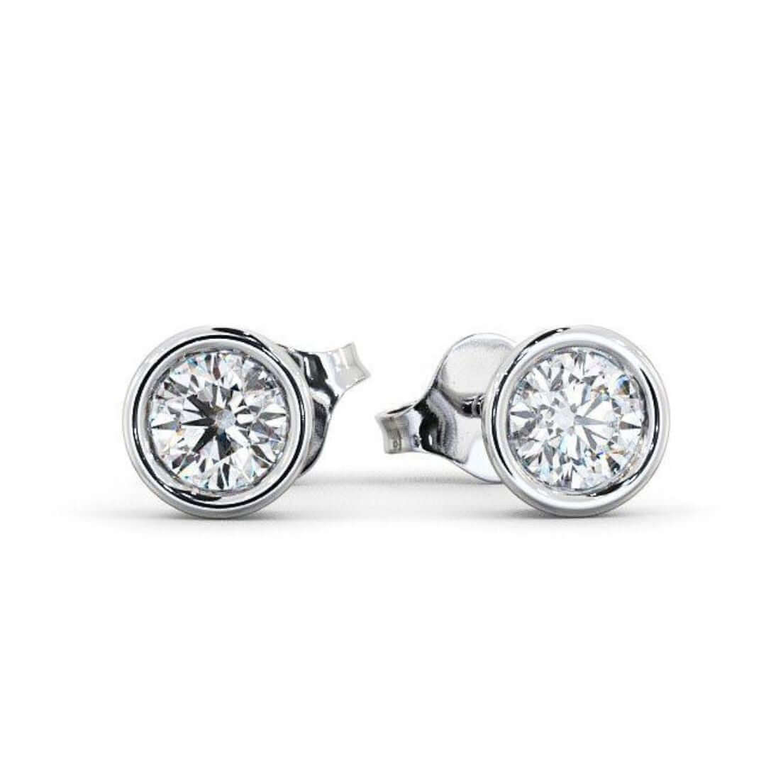 Stud Earrings with Lab Grown Diamond Bezel Set Solitaire - 0.30ct - 0.3