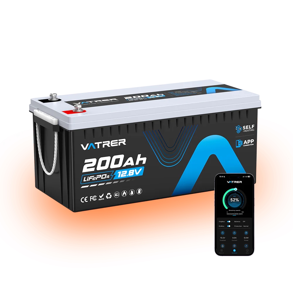 Vatrer 12V 200Ah Bluetooth Self-Heating Lithium Battery 200A BMS - 2 PACK