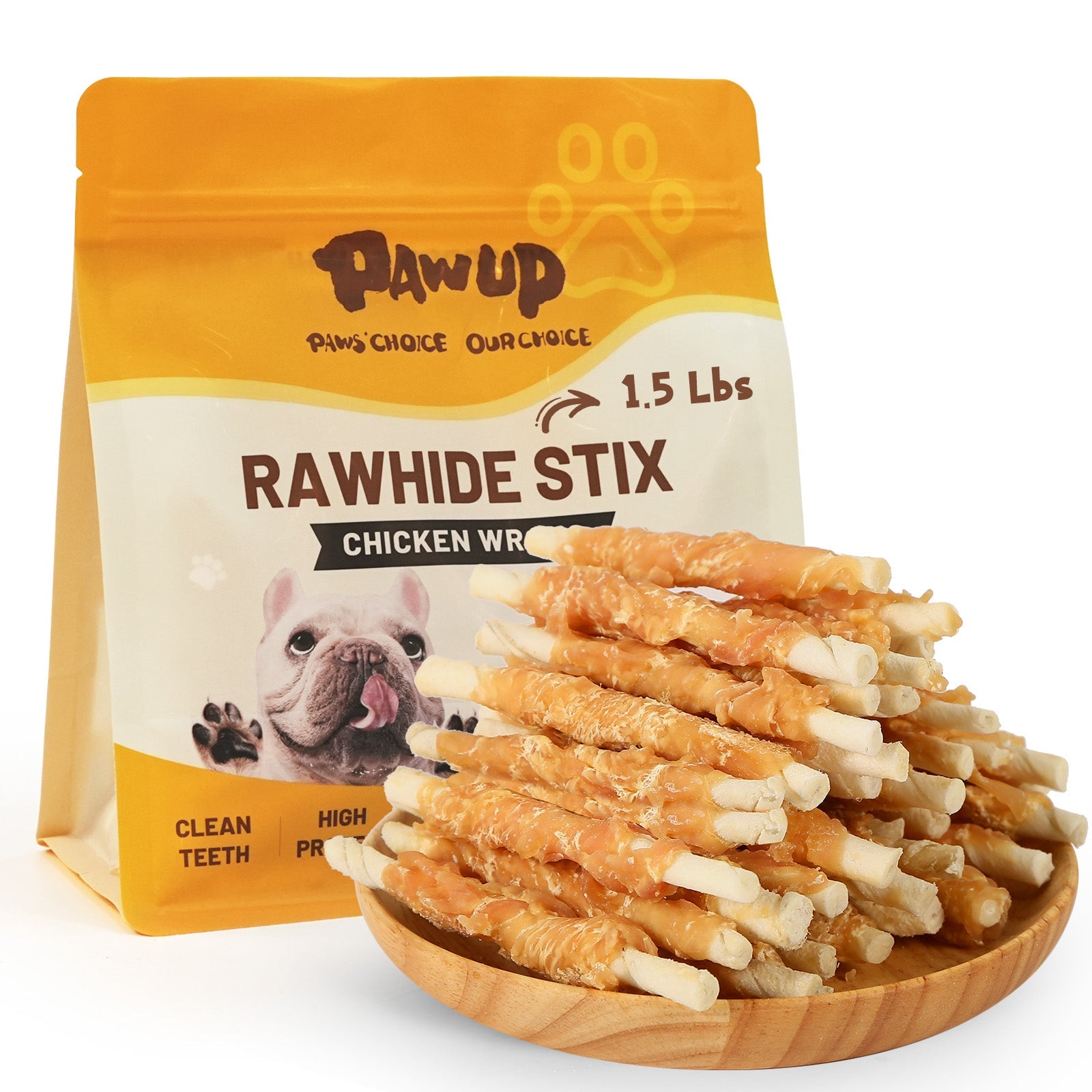 Chicken Wrapped Rawhide Sticks for Teeth Cleaning, Taurine Added 24oz