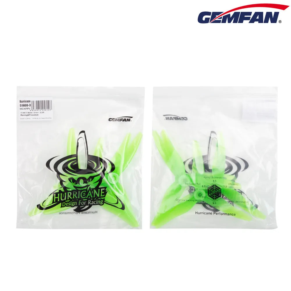 Gemfan Hurricane 51466 Propeller (Set of 8) - Clear Green