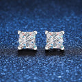 Stud Earrings with Princess Cut Diamond Solitaire - Platinum - Mined Diamond / G/Vs / 0.60 Carat