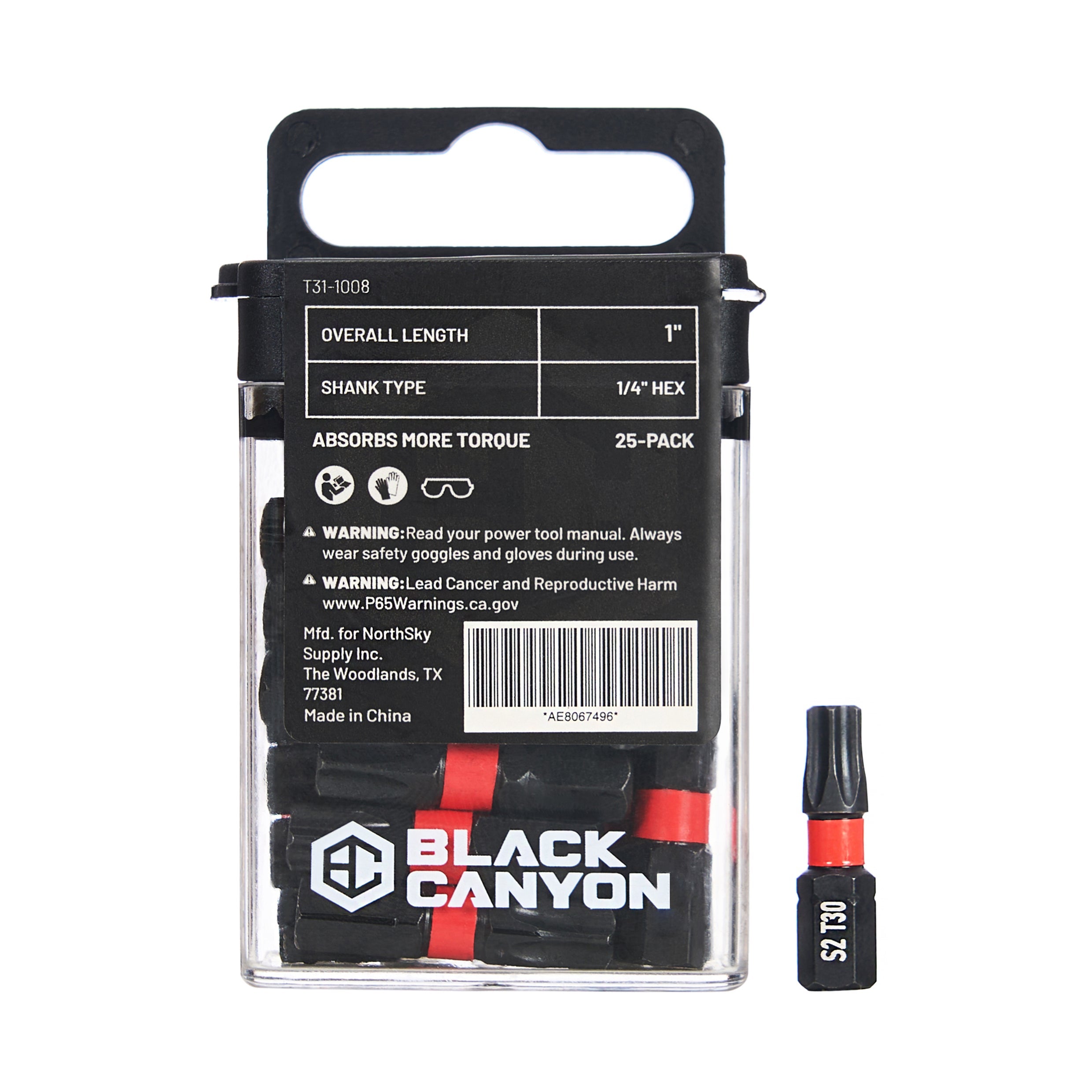 Impact Screwdriver Bits, Torx T30, 25-pack
